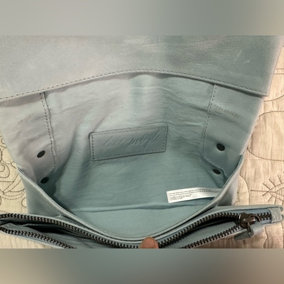 NEW Free People Traveler Wallet Leather Shoulder Crossbody Clutch Swan Lake Blue - Picture 8 of 15